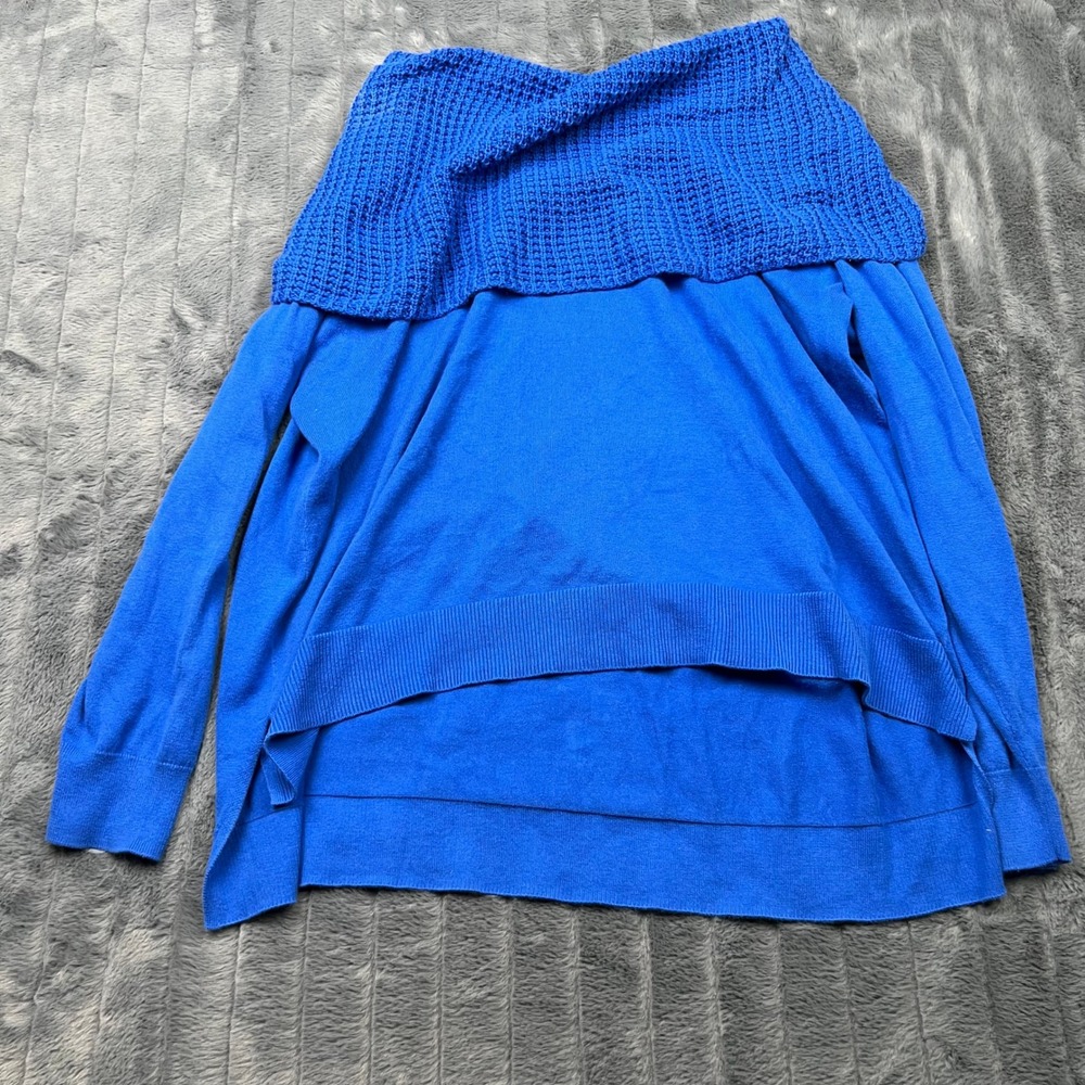 Michael Kors Womens 3X Royal Blue Cotton Waffle Knit Off Shoulder Sweater 11806